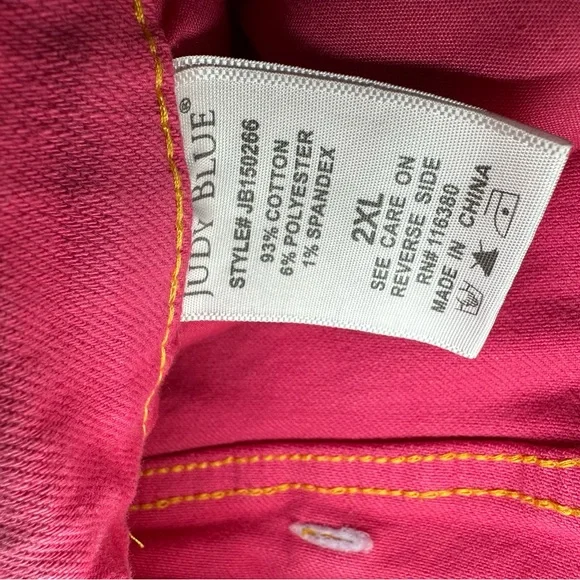 Judy Blue High Rise Magenta Pink Embroidery 2x Garment Dyed shorts - Picture 9 of 11